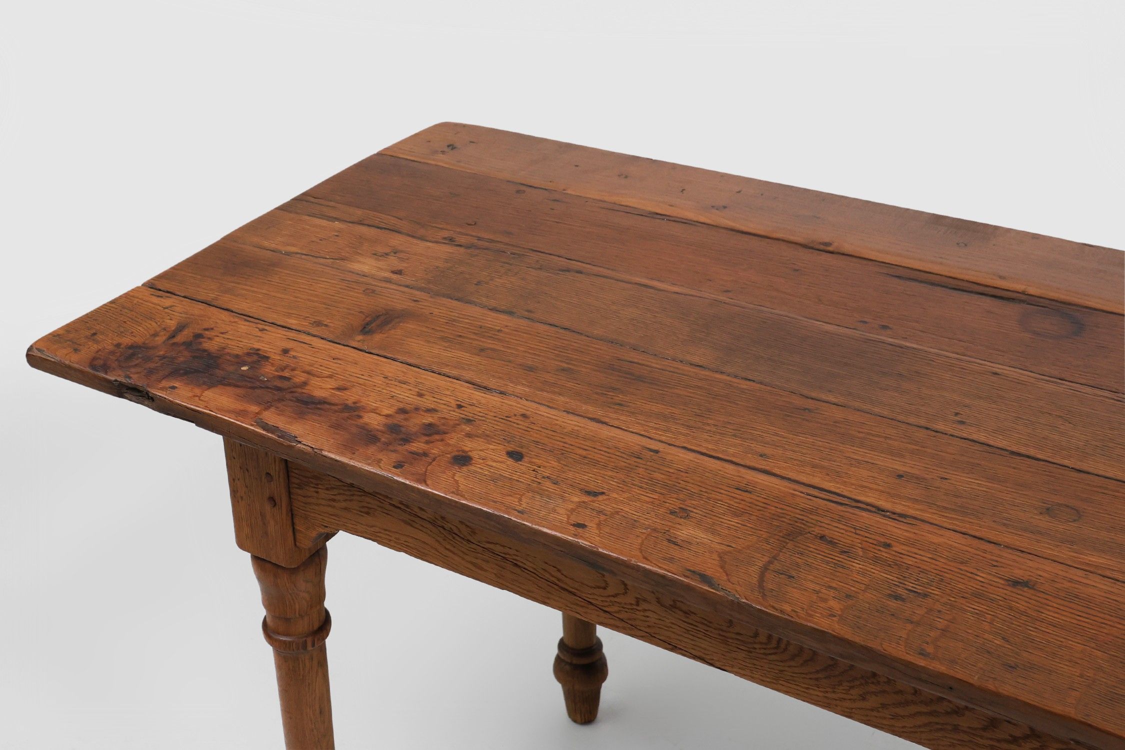 Rustic farmhouse table in oak wood, France ca. 1850thumbnail